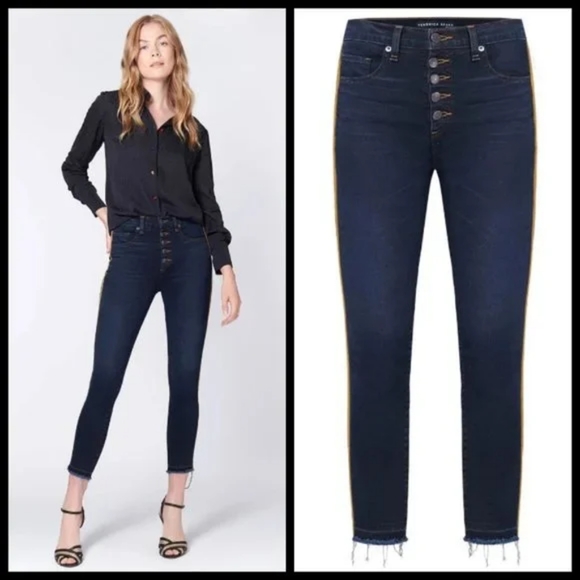 Veronica Beard Debbie 10" Skinny Tuxedo Stripe Jeans - Picture 11 of 16